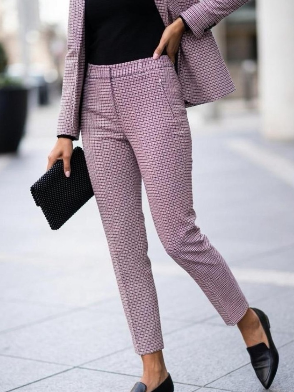 Banana Republic Pink Check Ankle Cigarette Pants size 4